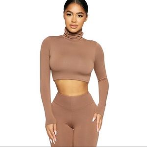 🆕 Naked Wardrobe Turtleneck Crop in Mocha